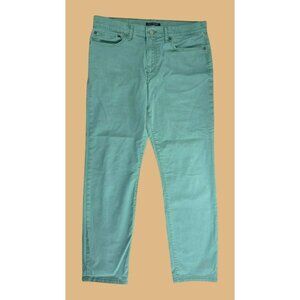 Lucky Brand Mens Green Slim Straight 5-Pocket Pants 34x32